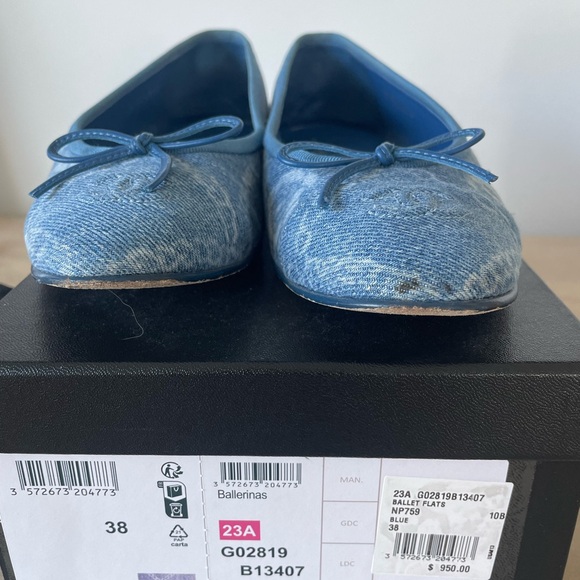 Authentic Chanel Ballet Flats - printed denim size 38 - Picture 3 of 10